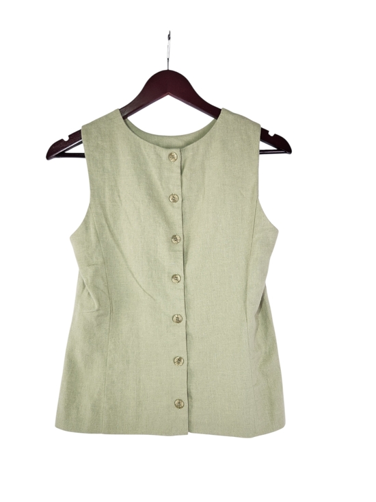 villager Tops - Women’s Sleeveless Button-Front Top in Light Sage